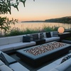 image:imageGasSaf 34 Inch Blended Fire Glass Beads for Outdoor Fire Pit 10 PoundBlack  Amber  Crystal Clear Luster