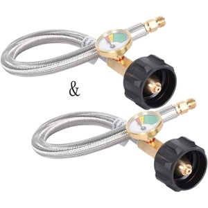 image:imageGasSaf 12inch RV Propane Hose with Gauge 14 Inverted Propane Pigtail HoseUpgraded 1 Feet