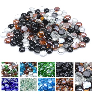 image:imageGasSaf 34 Inch Blended Fire Glass Beads for Outdoor Fire Pit 10 PoundBlack  Amber  Crystal Clear Luster