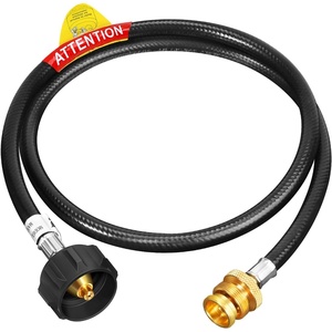 image:imageGasSaf 5FT Propane Hose Propane Adapter Hose with GaugeBlack 4FT