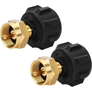 image:imageGasSaf Propane Refill Adapter 1 to 20 lb Cylinder Tank Coupler Universal for Type 1 QCC1 Propane Cylinder and One Pound Throwaway Disposable Bottle  Solid Brass2 PCS
