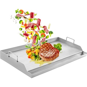 image:imageGasSaf Universal Stainless Steel Griddle 25 x 16 Rectangular Cooking Griddle Plate Insert for Gas GrillsStove Large Grill Flat Top Pan with Grease Groove and Removable Handles for Camping25 x 16 x 28